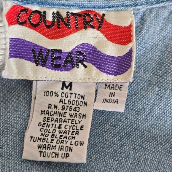 Country Wear Vintage Denim Patched Sleeveless Maxi Dress - Picture 7 of 8